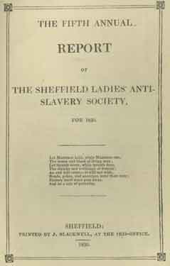 Cover of Fifth Annual Report of the Sheffield Ladies Anti-Slavery Society for 1830 