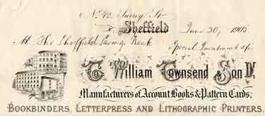 Letterhead of T. William Townsend and Son, manufacturers of account books and pattern cards