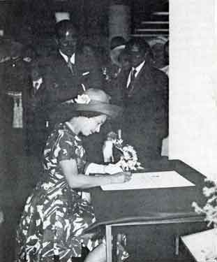 South Yorkshire Police: Queen Elizabeth II signing the Commemorative Scroll at the Official Opening of the Police Headquarters