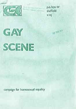 Cover of Gay Scene - newsletter of the Sheffield branch of the Campaign for Homosexual Equality