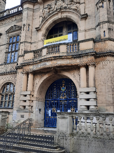 Black Lives Matter banner on Sheffield Town Hall