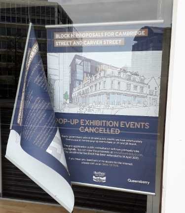 Covid-19 pandemic: notice of cancellation of city centre redevelopment exhibition