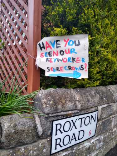 Covid-19 pandemic: Key worker scarecrows, Roxton Road