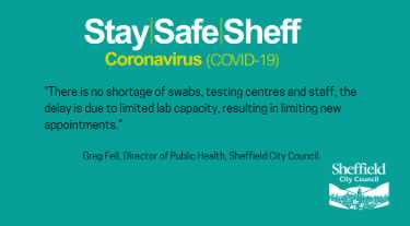 Covid-19 pandemic: Sheffield City Council graphic - quote from Director of Public Health regarding testing