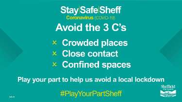 Covid-19 pandemic: Sheffield City Council graphic - Avoid the 3 C's