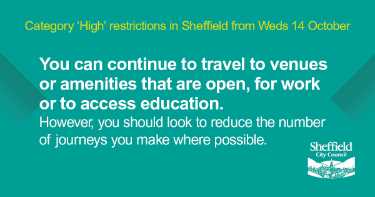 Covid-19 pandemic: Sheffield City Council graphic - You can continue to travel to venues or amenities that are open, for work or to access education
