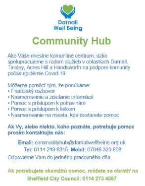 Covid-19 pandemic: Darnall Well Being graphic (in Slovak)