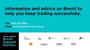 Sheffield Chamber of Commerce graphic: Information and advice on Brexit to help you keep trading successfully