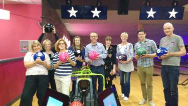 Archives and Local Studies staff at ten pin bowling