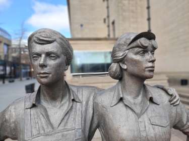Women of Steel sculpture by Martin Jennings, outside Sheffield City Hall, Barkers Pool