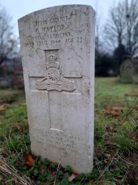 Burngreave Cemetery: gravestone of Gunner 1117966 Clifford Naylor, Royal Artillery, 26 April 1944, aged 23