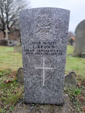 Burngreave Cemetery: gravestone of 3/1710 Private L. Brown, ['C' Coy., 3rd Battalion], York and Lancaster Regiment, 13th July, 1917, age 26