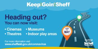 Covid-19 pandemic: Sheffield City Council graphic - Heading out? You can now visit cinemas, theatres, museums, indoor play areas