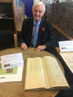 Colonel Geoffrey Norton with the journal of Nathaniel Creswick (1831-1917)