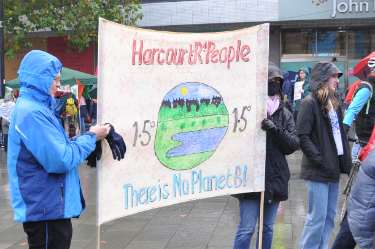 Harcourt Road banner at Sheffield COP 26 Coalition climate change rally, Barkers Pool