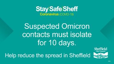 Covid-19 pandemic: Sheffield City Council graphic - Suspected Omicron contacts must isolate for 10 days