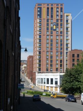View of Student Roost, student accommodation, Hollis Croft from Townhead Street