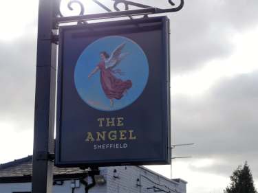 Pub sign, The Angel P.H., No. 59 Sheffield Road, Woodhouse