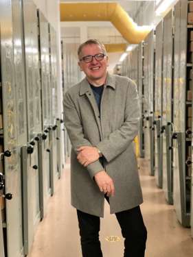 Roger Quail pictured on visit to Sheffield City Archives