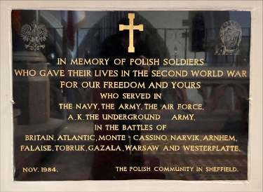 Plaque dedicated to the Polish servicemen who gave their lives in the Second World War, Cathedral Church of St Marie, Norfolk Street