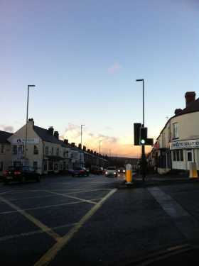 Junction of (foreground) Chesterfield Road and (right) Scarsdale Road showing (right) Defacto Solutions, software developers, No. 631 Chesterfield Road