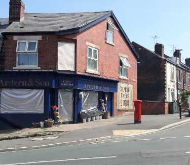 Ardern and Son corner shop, No. 55 Derbyshire Lane at junction with (right) Norton Lees Road