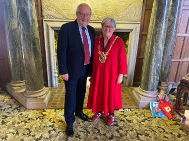 Lord Mayor, Sioned-Mair Richards with Richard Caborn upon his award of the freedom of the city