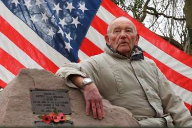 Tony Foulds at the memorial to the crew of Flying Fortress (Mi Amigo) at Endcliffe Park