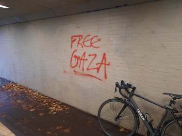 'Free Gaza' graffiti, St Mary's Gate / Hanover Way underpass