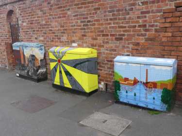 Painted telephone exchange boxes on Ball Street