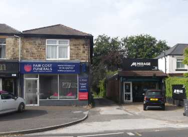 Handsworth Road showing No. 286 Fair Cost Funerals, funeral directors and No. 284a Mirage Vape Store