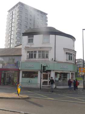 Ying, Chinese bakery and cafe, Nos. 42 - 46 London Road showing (top left) Lansdowne Flats