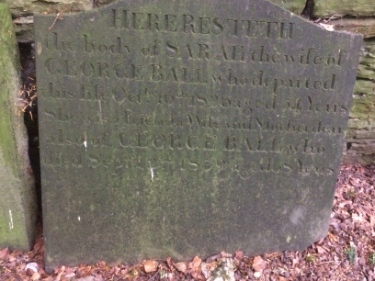 Headstone of Sarah and George Ball, St James, Norton