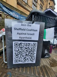 Sheffield Coalition against Israeli Apartheid / Sheffield Palestine Solidarity Campaign event outside Sheffield Town Hall