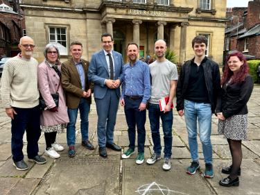 Visit of Oberburgermeister Thomas Eiskirch (4th left) and Jagoda Josch (1st right) from Bochum, Germany, outside Upper Chapel, Norfolk Street
