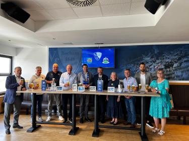 Visit of Sheffield Lord Mayor, Councillor Colin Ross (5th right) and Lady Mayoress, Mrs Ross (4th right) to Bochum, Germany - attending VfL Bochum F.C. football match