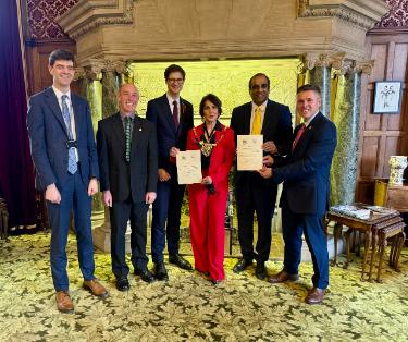 Declaration of Friendship between Sheffield and the City of Nablus (West Bank) showing Lord Mayor, Councillor Jayne Dunn