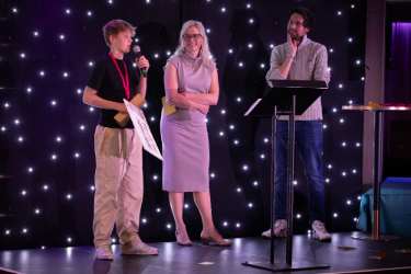 BiG Challenger Awards winner from Newfield Secondary School with Council Chief Executive, Kate Josephs and Presenter Stevan Parkin
