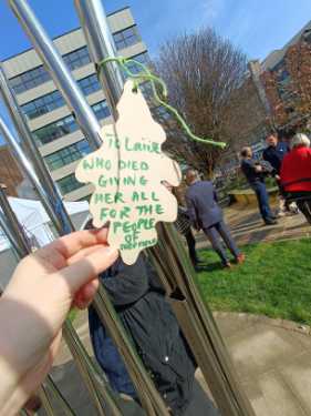 Covid Memorial Willow Tree Sculpture. Covid Memorial Day, 2025, Balm Green Gardens