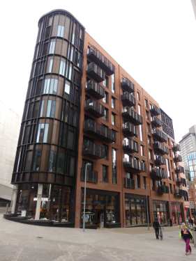 Burgess House flats, junction of (left) Cross Burgess Street, (foreground) Cambridge Street and (right) Charles Street