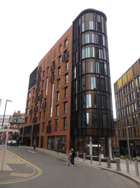 Burgess House flats, junction of (left) Cross Burgess Street, (foreground) Cambridge Street and (right) Charles Street