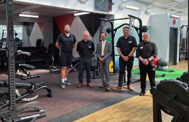 City Council Everyone Active staff and (centre) Councillor Kurtis Crossland following the reopening of Heeley Pool and Gym, Broadfield Road