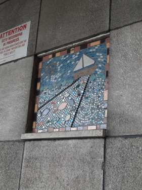 Wall mosaic, Parish hall and church office, All Saints C. of E. Church, Ringinglow Road, Ecclesall