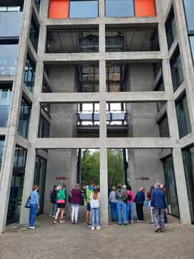 Tour party at the entrance to Park Hill Flats, South Street
