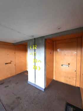 Front doors to flats on walkway, Park Hill Flats