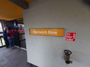Norwich Row showing fire hose point, Park Hill Flats