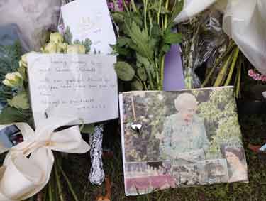 Flowers laid at the Commemorative service at Sheffield Cathedral marking the death of Queen Elizabeth II