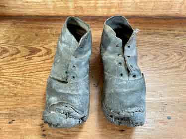 Pair of shoes, found among the Bradfield Civil Parish archives - believed to have belonged to a child from Bradfield Workhouse (which closed in the 1840s). Housed at Bradfield Parish Council offices
