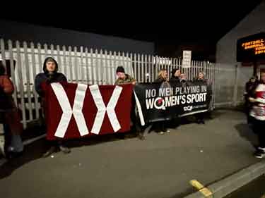 Protest by the TwelveOFive Collective at England Women v Switzerland Women friendly at Bramall Lane, Sheffield
