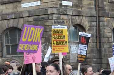 Protest opposing a UK Independence Party (UKIP) march in Sheffield